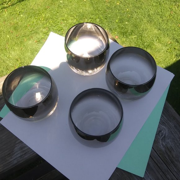 Mid century modern silver fade rolly polly glasses Set of four glasses SET B - Picture 8 of 15